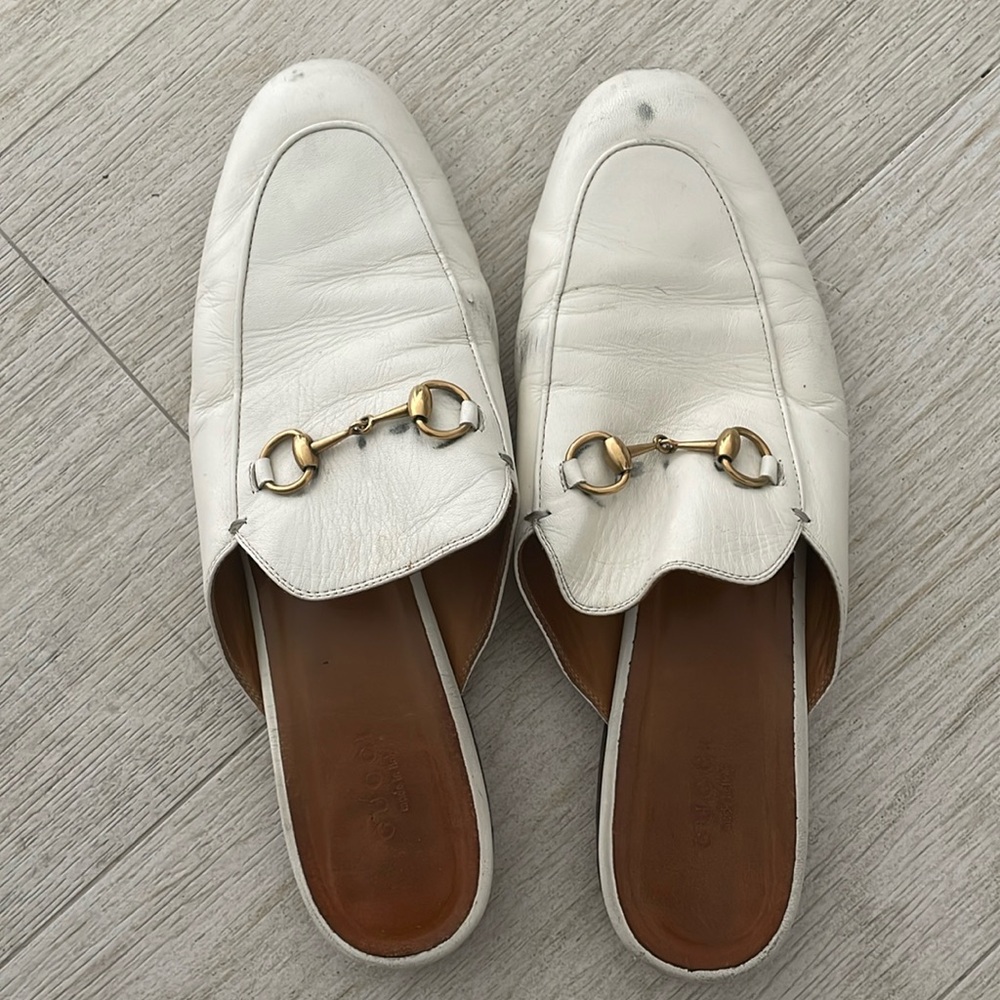 Authentic Gucci White Princetown slippers